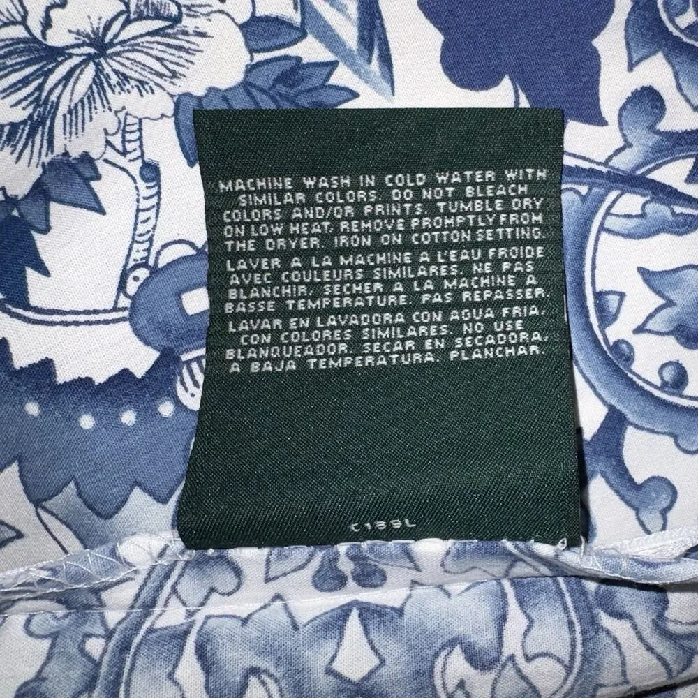 Vintage Ralph Lauren Blue Porcelain Tamarind Chinoiserie Pillow Cover 18 x 18